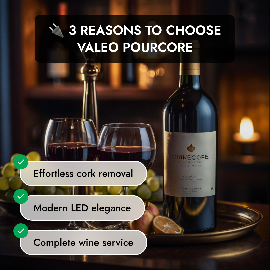 Vaelo PourCore Electric Wine Opener Set – Unlock, Pour, Preserve