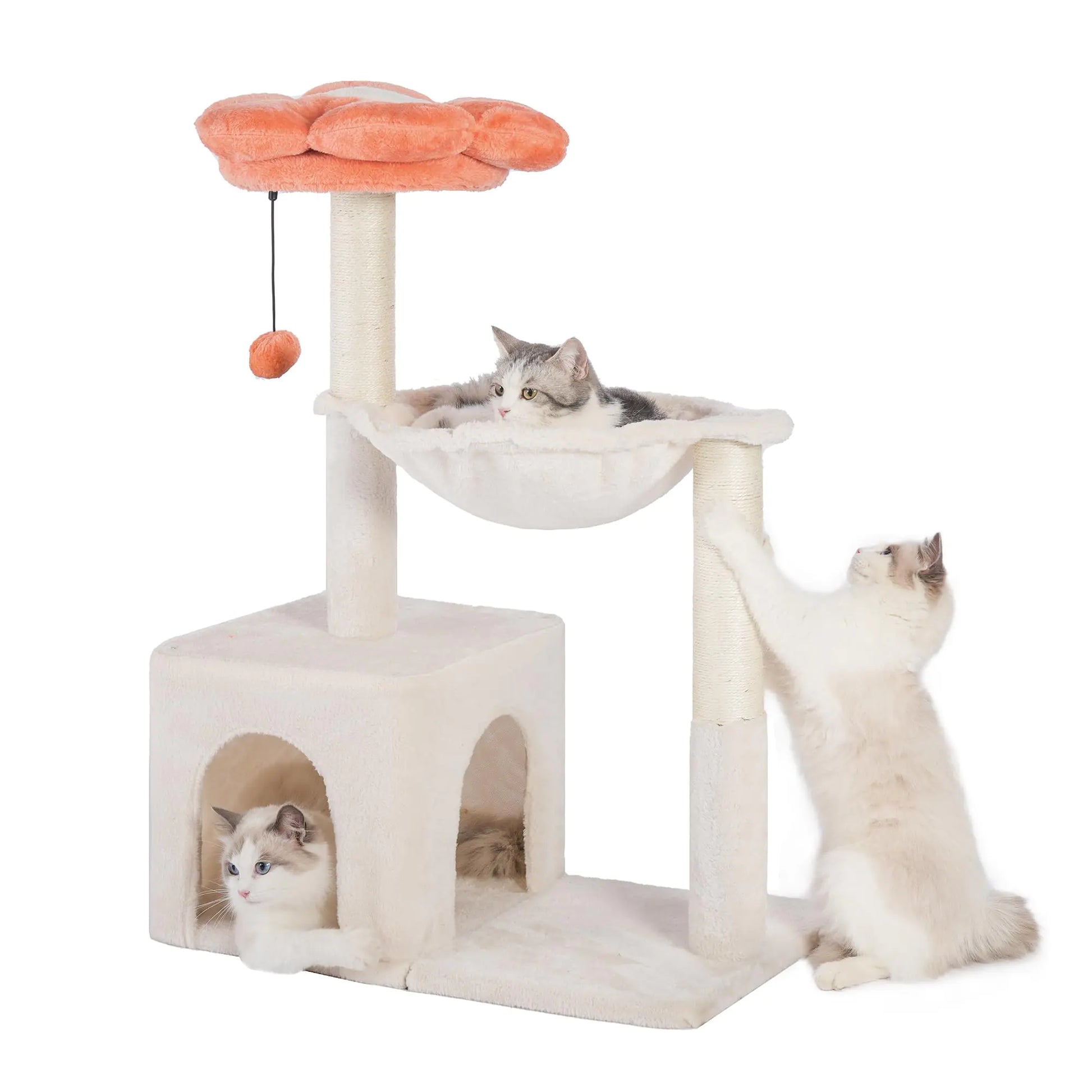 Vaelo Blossom Haven Cat Tree — 4-in-1 Floral Tower with Hammock & Scratching Posts