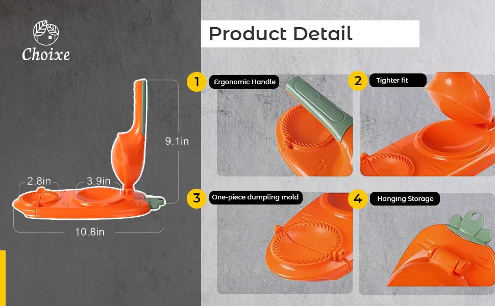 Vaelo PressCraft 2-in-1 Dumpling & Pastry Mold – Manual Dough Press for Empanadas, Pierogies, Ravioli & More