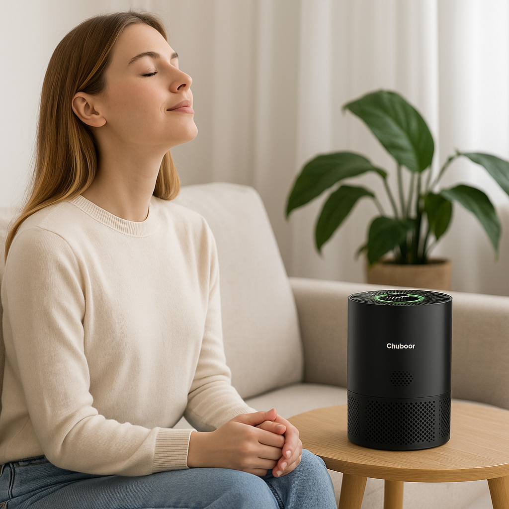 Vaelo AeroSense PJ-01 — Smart HEPA Air Purifier with 360° Intake, Touch Display & Real-Time Air Quality Monitor