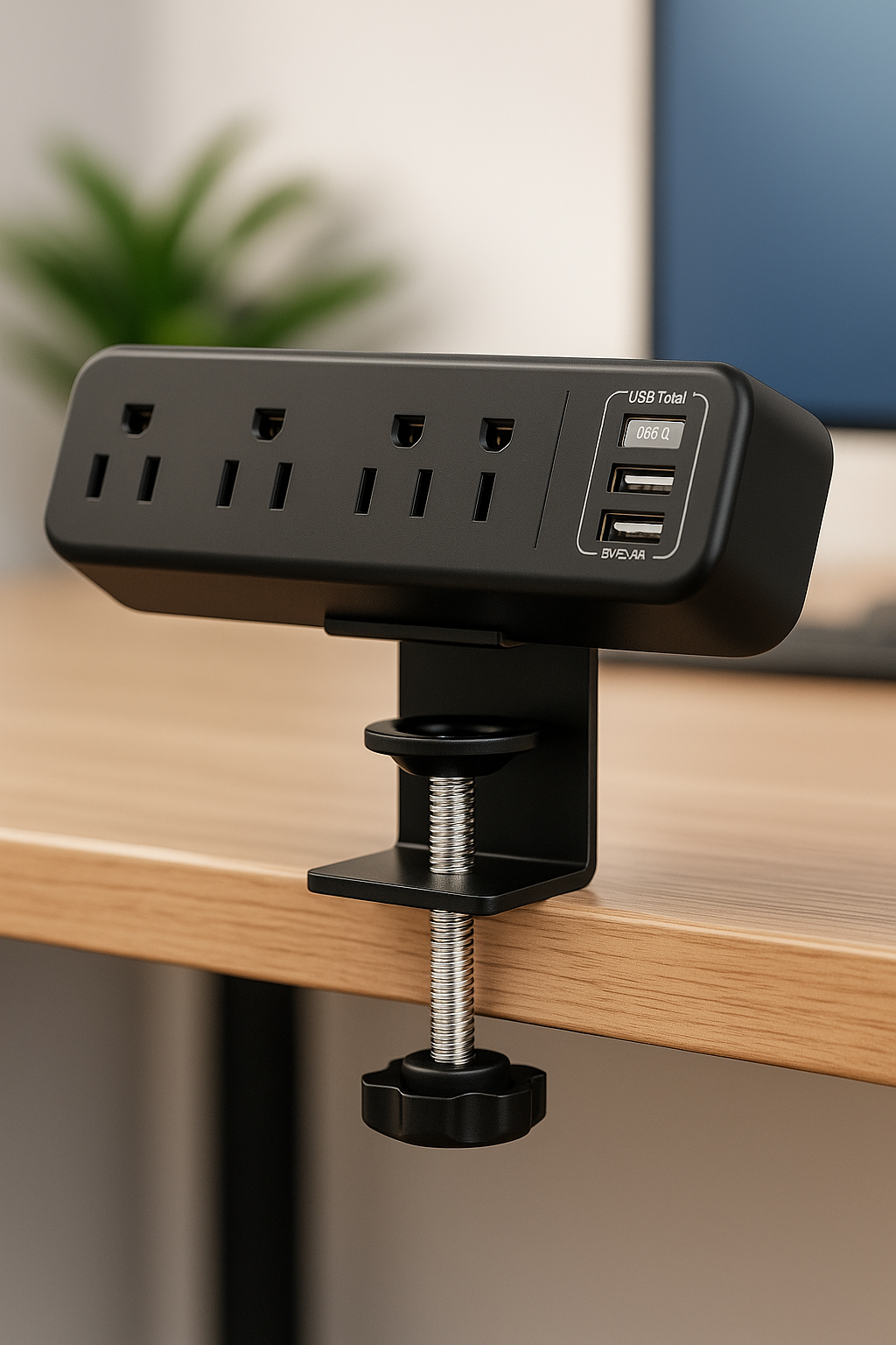 Vaelo ClampEdge Desk Power Hub — 3 AC Outlets + Dual USB & USB-C Charging Ports
