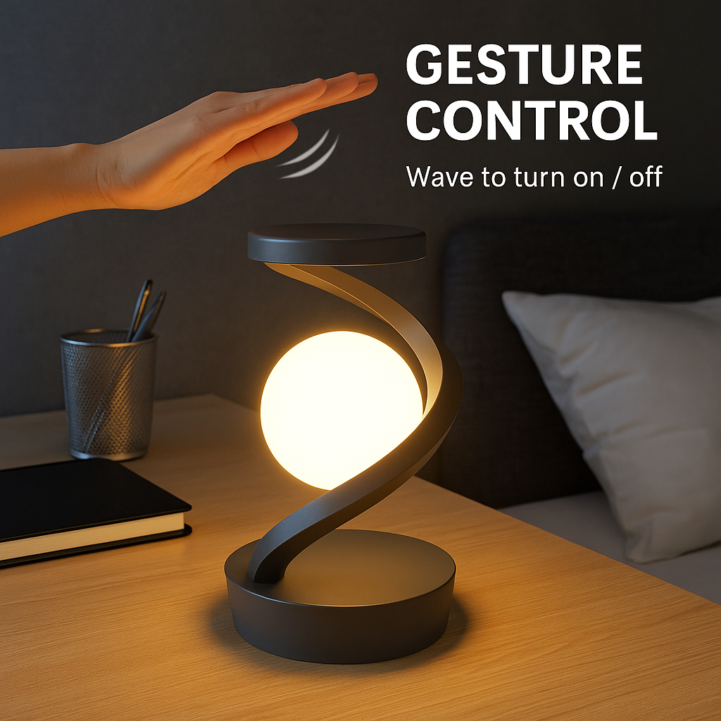 Vaelo OrbitGlow Wireless Desk Lamp — Futuristic Light. Fluid Form. Functional Power.