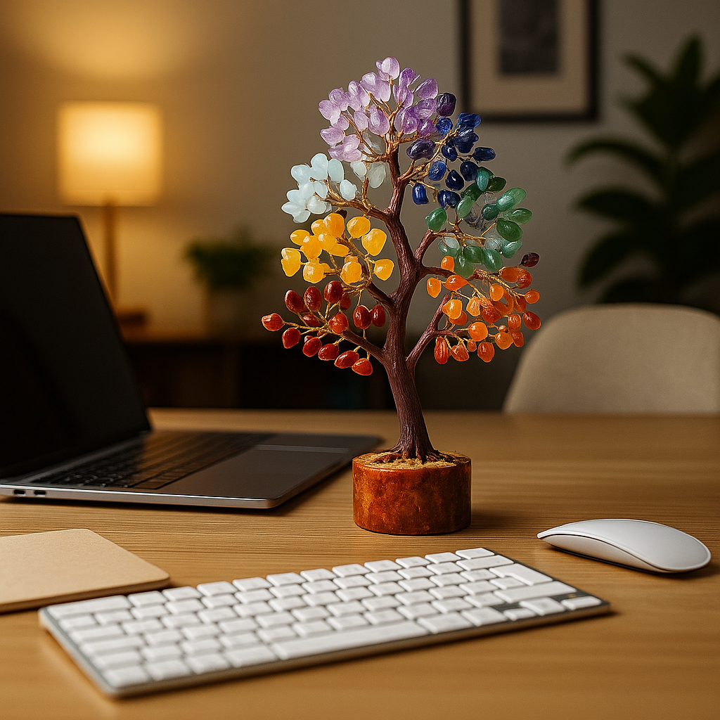 Vaelo Tree of Life Crystal Decor — 7 Chakra Healing Energy Tree for Desk & Home Balance