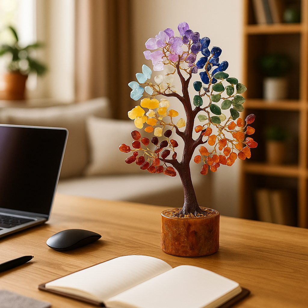 Vaelo Tree of Life Crystal Decor — 7 Chakra Healing Energy Tree for Desk & Home Balance