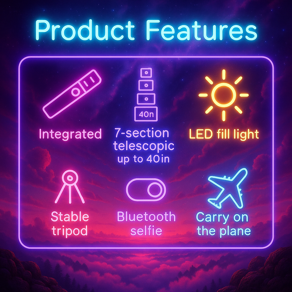 Vaelo FlexCapture 3-in-1 Wireless Selfie Stick & Tripod – Foldable with Bluetooth Remote