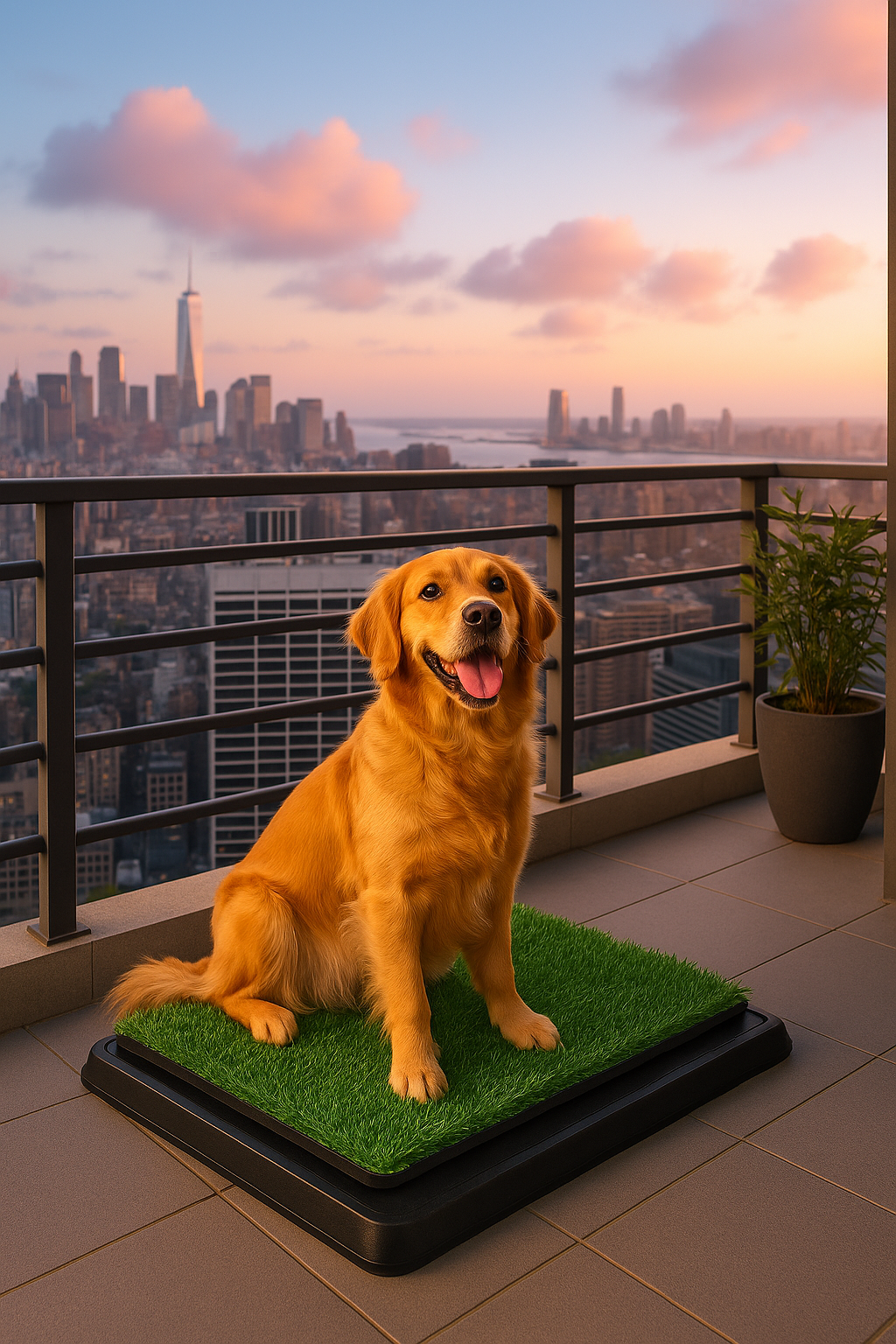 Vaelo PlushGrass 4-Layer Dog Potty Pad with Leak-Proof Tray | 20" × 30"