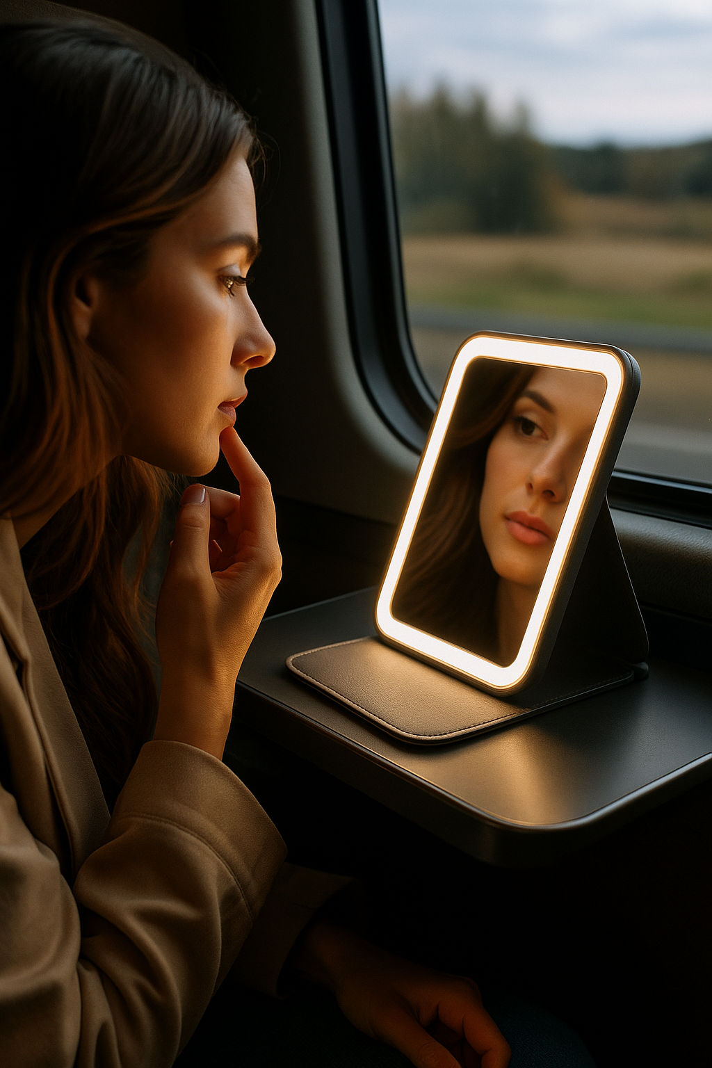 Rechargeable LED Travel Vanity Mirror — Adjustable, Foldable, 3 Light Modes