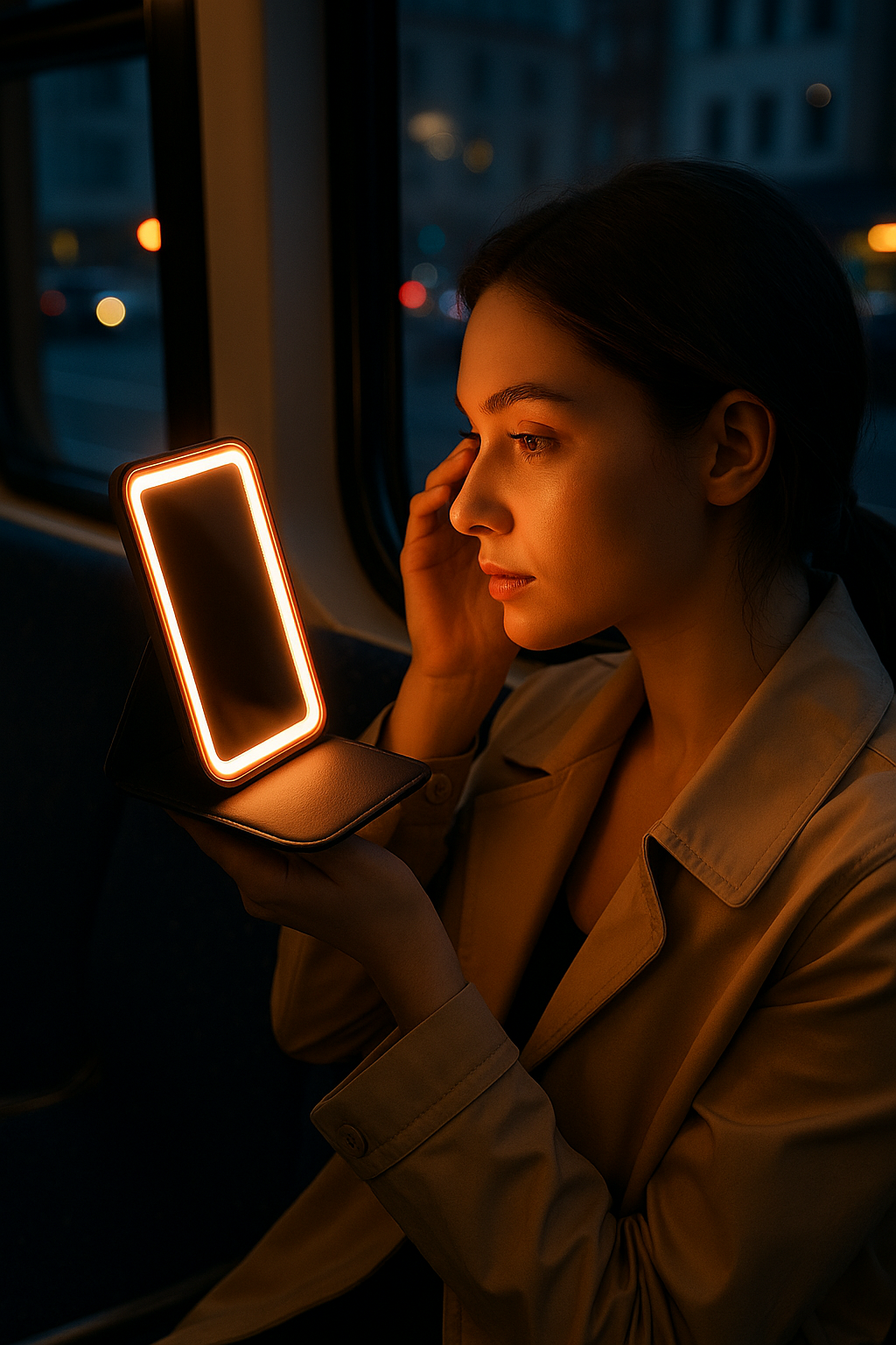 Rechargeable LED Travel Vanity Mirror — Adjustable, Foldable, 3 Light Modes