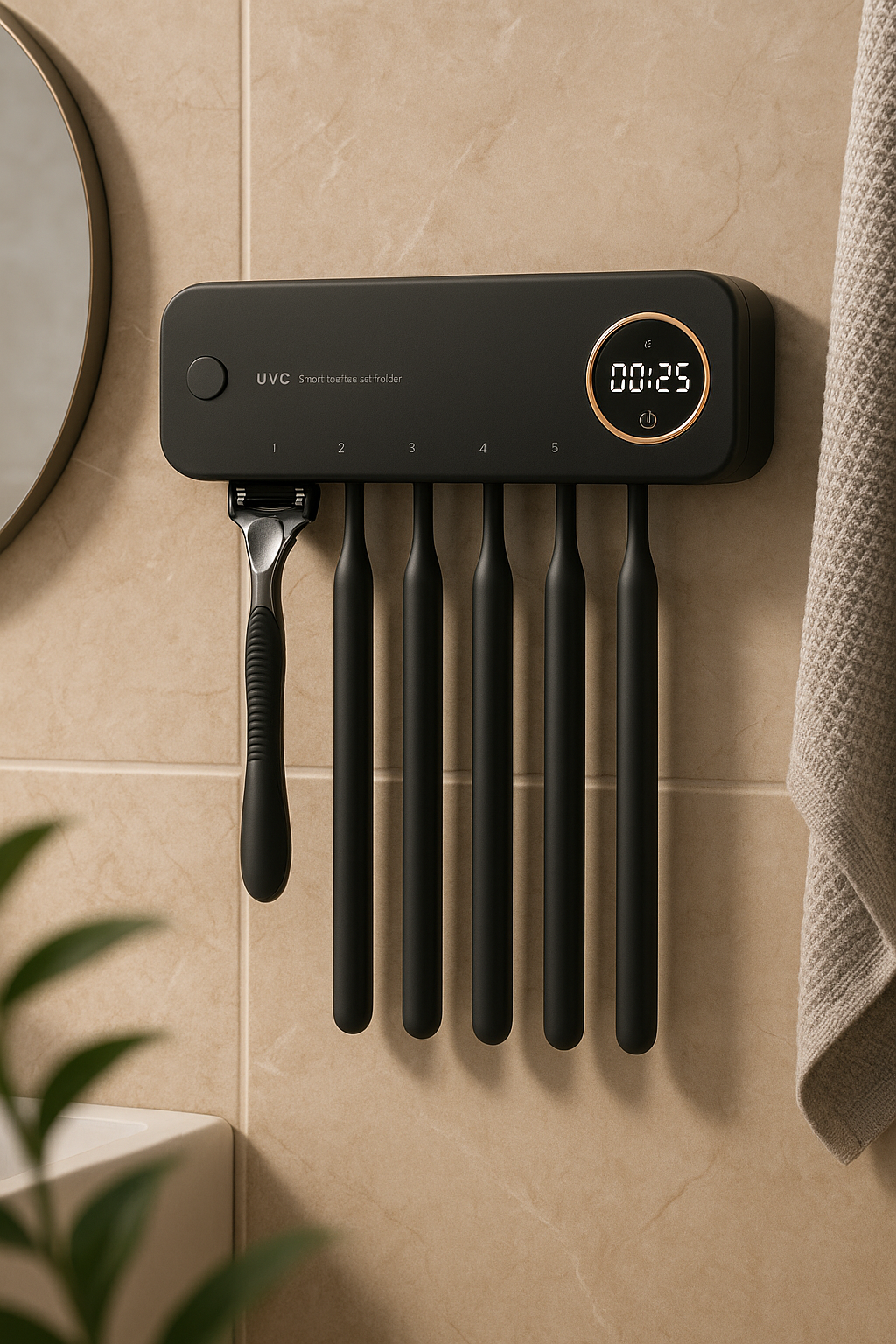 Vaelo 2-in-1 Smart UV Toothbrush Sterilizer — Hygienic Wall-Mounted Holder with Rechargeable Battery