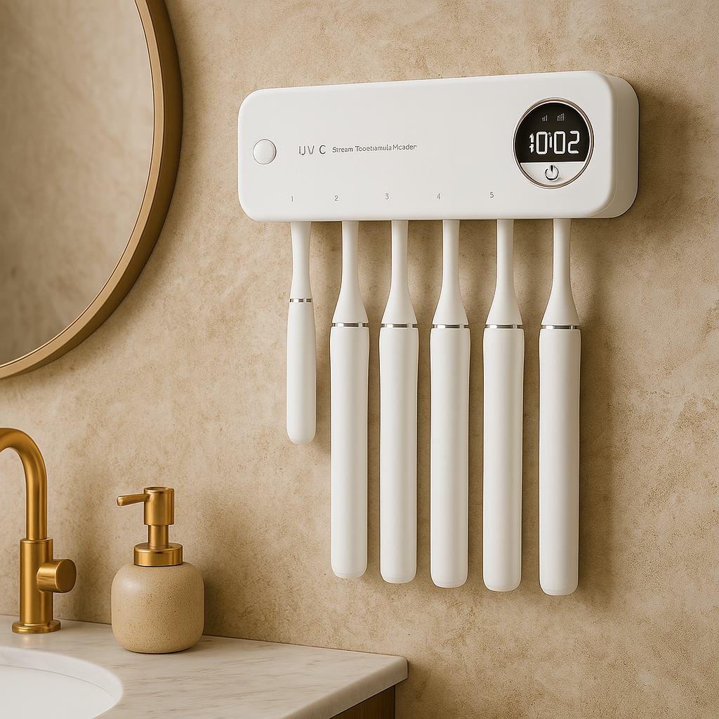 Vaelo 2-in-1 Smart UV Toothbrush Sterilizer — Hygienic Wall-Mounted Holder with Rechargeable Battery