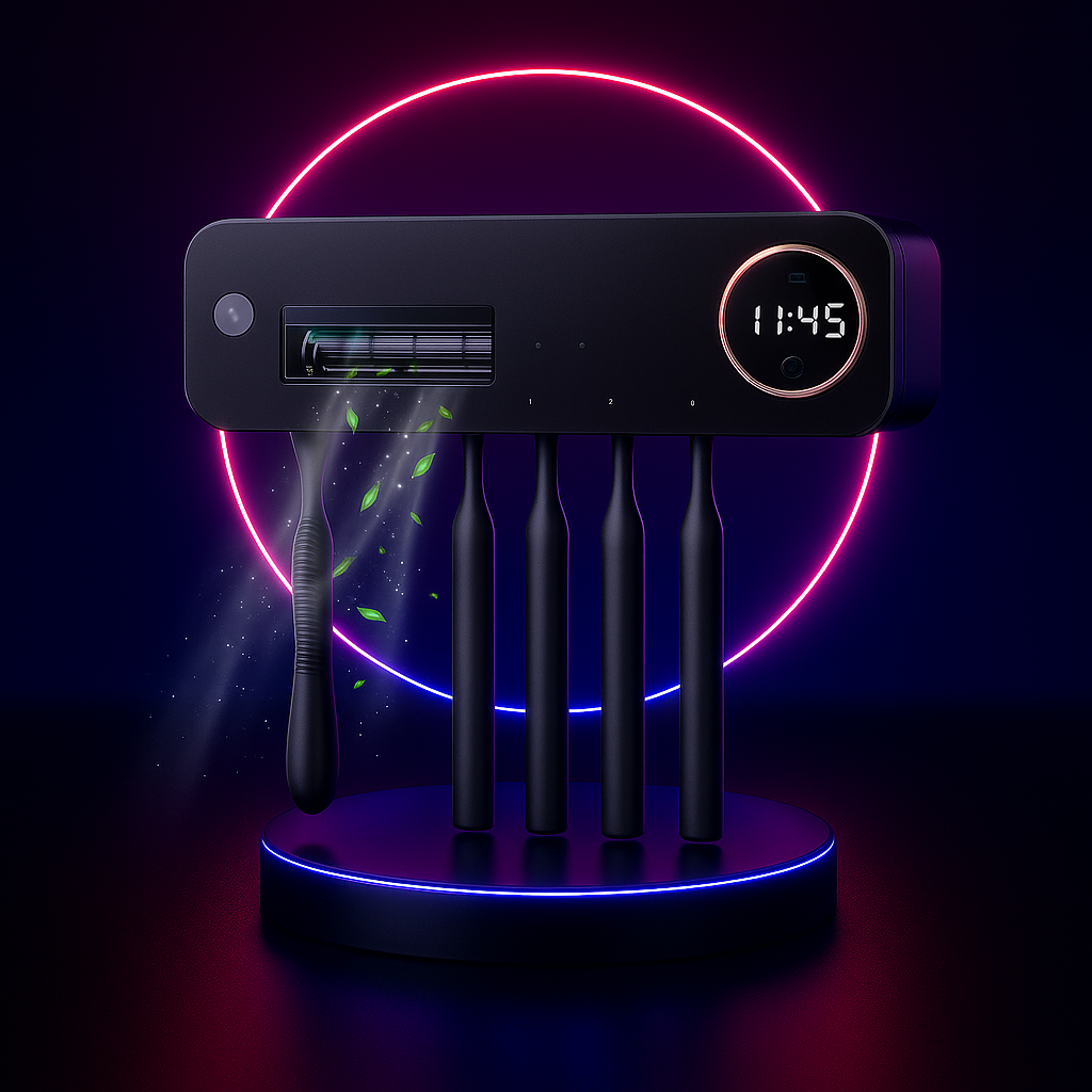 Vaelo 2-in-1 Smart UV Toothbrush Sterilizer — Hygienic Wall-Mounted Holder with Rechargeable Battery