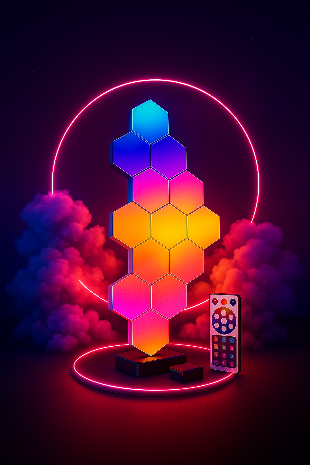 Vaelo RGB LED Hexagonal Quantum Lamp – Modular Smart Panels for Ambient Lighting