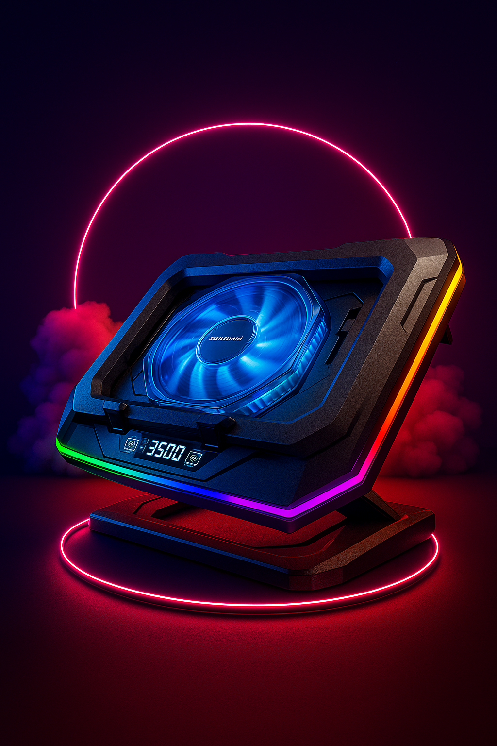 Vaelo ThermoCore RGB Laptop Cooling Dock — Turbo Fan Stand with Touch Control & USB Hub for 12–19" Laptops