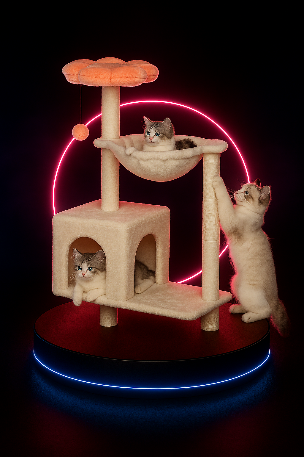 Vaelo Blossom Haven Cat Tree — 4-in-1 Floral Tower with Hammock & Scratching Posts