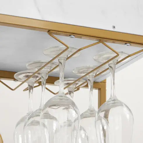 Vaelo 6-Tier Gold Bar-Cart with Wine & Glass Rack