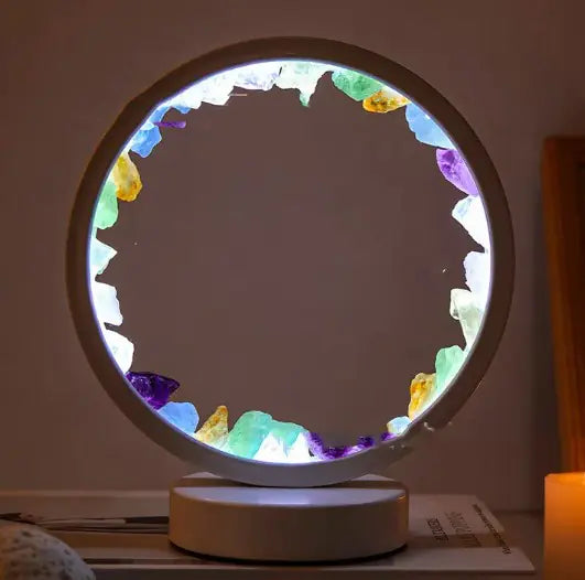 AuraGlow Crystal Fan Lamp – Light, Flow, and Healing in One