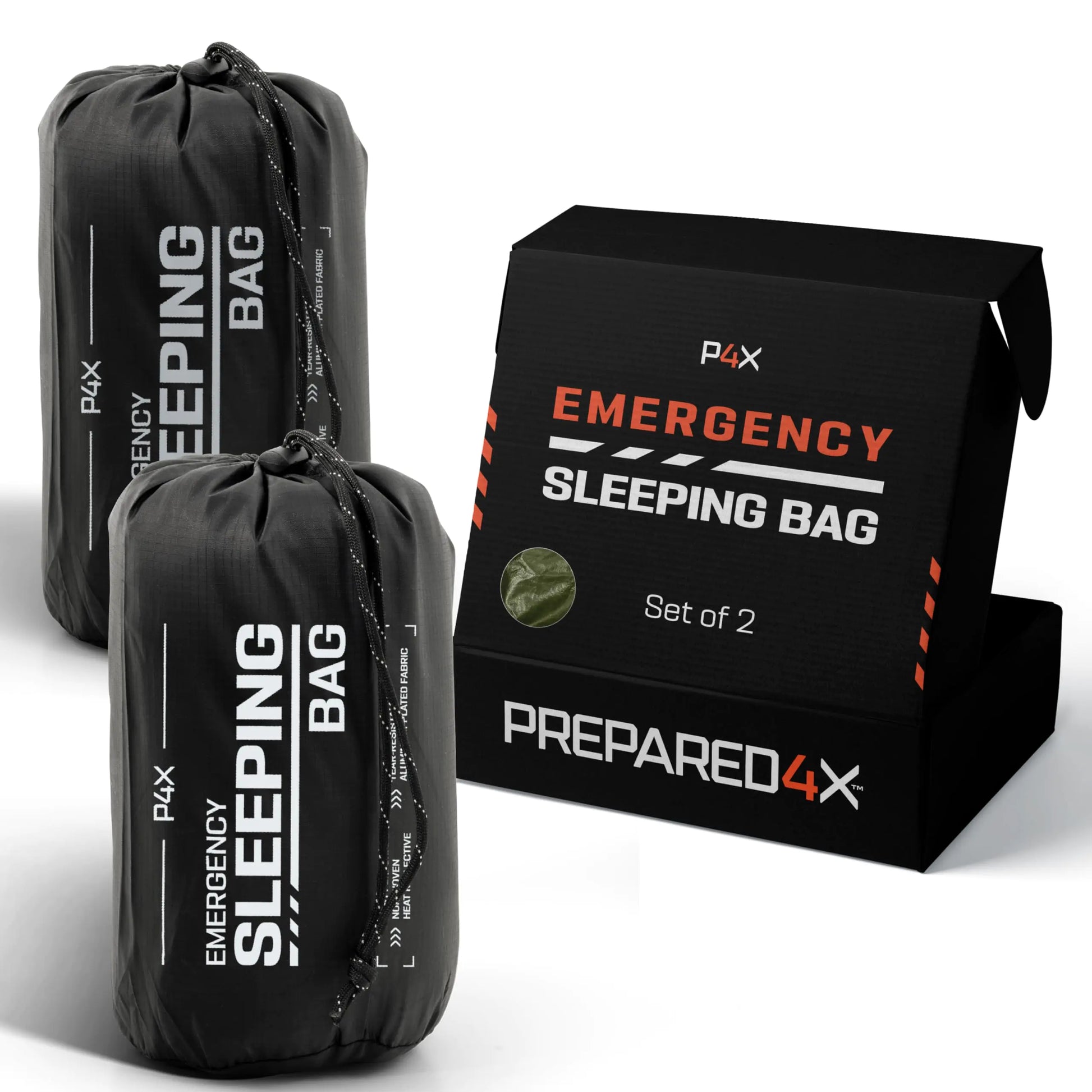 Prepared4X Emergency Survival Sleeping Bag – 2-Pack Heavy-Duty Bivy Sacks with Whistle
