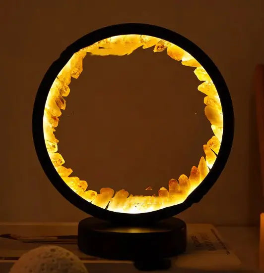 AuraGlow Crystal Fan Lamp – Light, Flow, and Healing in One