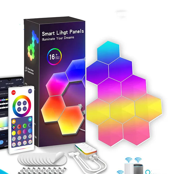 Vaelo RGB LED Hexagonal Quantum Lamp – Modular Smart Panels for Ambient Lighting