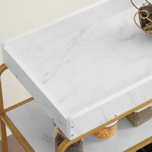 Vaelo 6-Tier Gold Bar-Cart with Wine & Glass Rack