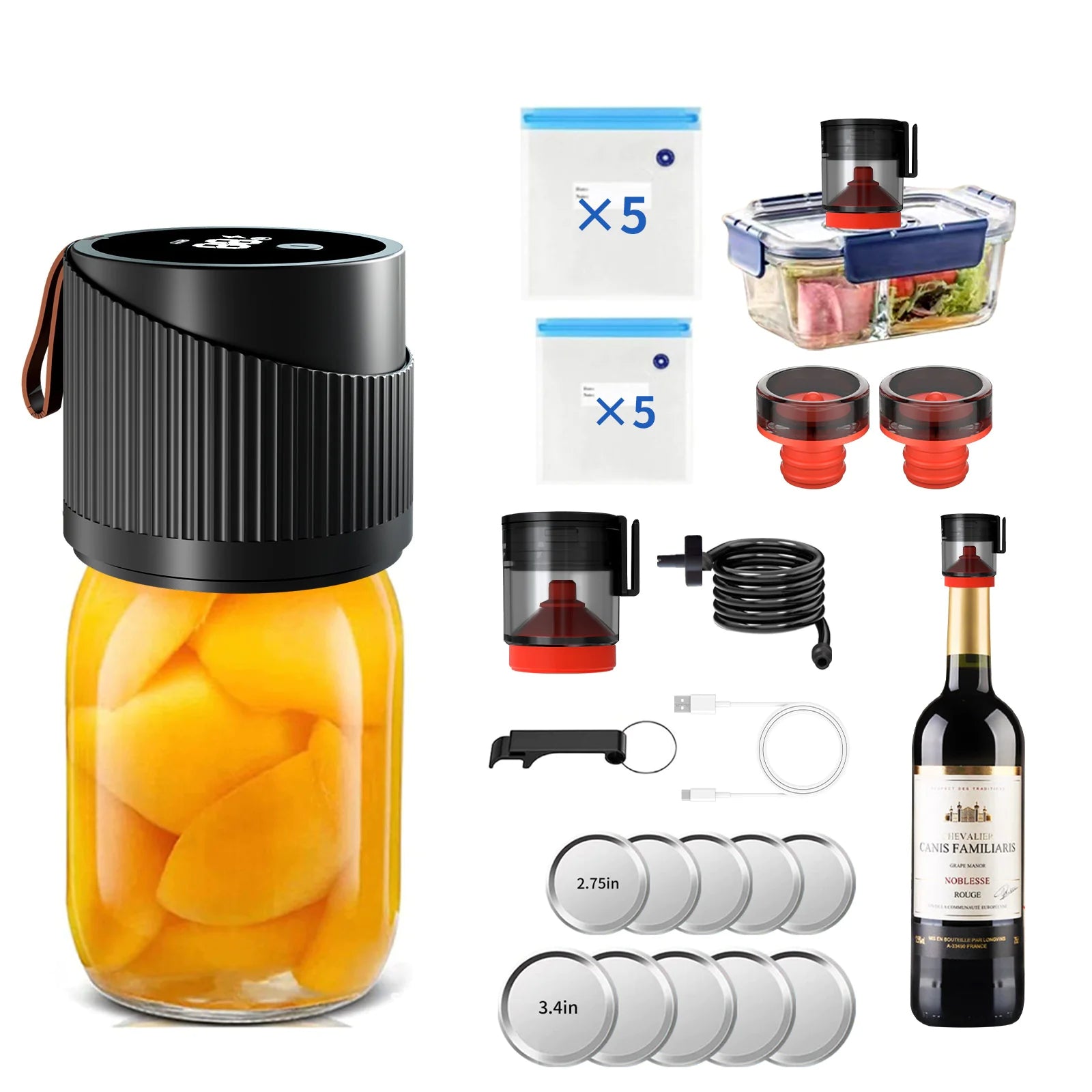 Vaelo SmartSeal Electric Mason Jar Vacuum Sealer – Automatic, Cordless Food Preservation System