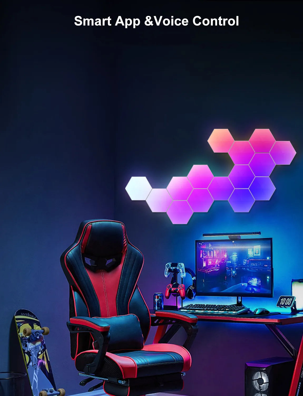 Vaelo RGB LED Hexagonal Quantum Lamp – Modular Smart Panels for Ambient Lighting