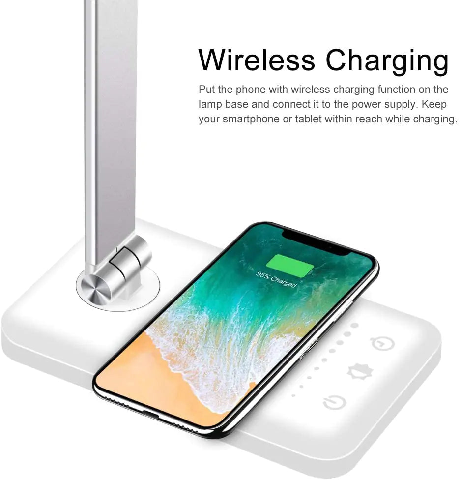 Vaelo GlideBeam LED Desk Lamp — Wireless Charging Base + 5 Adaptive Light Modes