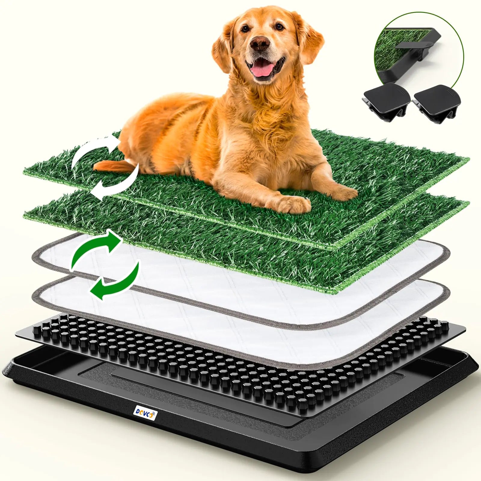 Vaelo PlushGrass 4-Layer Dog Potty Pad with Leak-Proof Tray | 20" × 30"