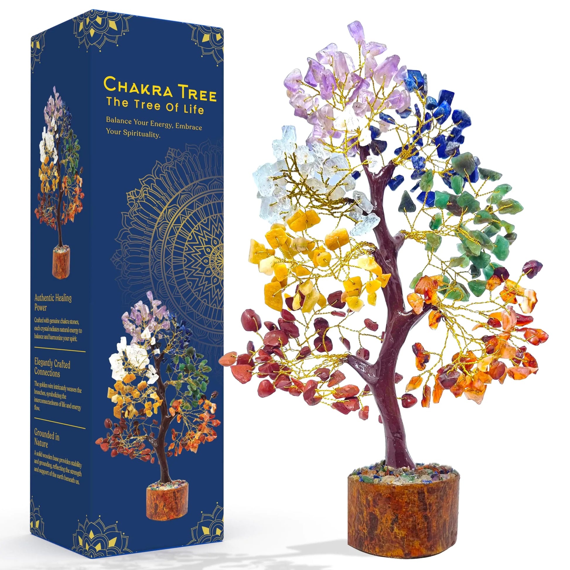 Vaelo Tree of Life Crystal Decor — 7 Chakra Healing Energy Tree for Desk & Home Balance