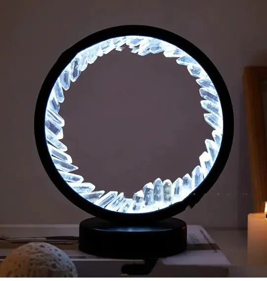 AuraGlow Crystal Fan Lamp – Light, Flow, and Healing in One