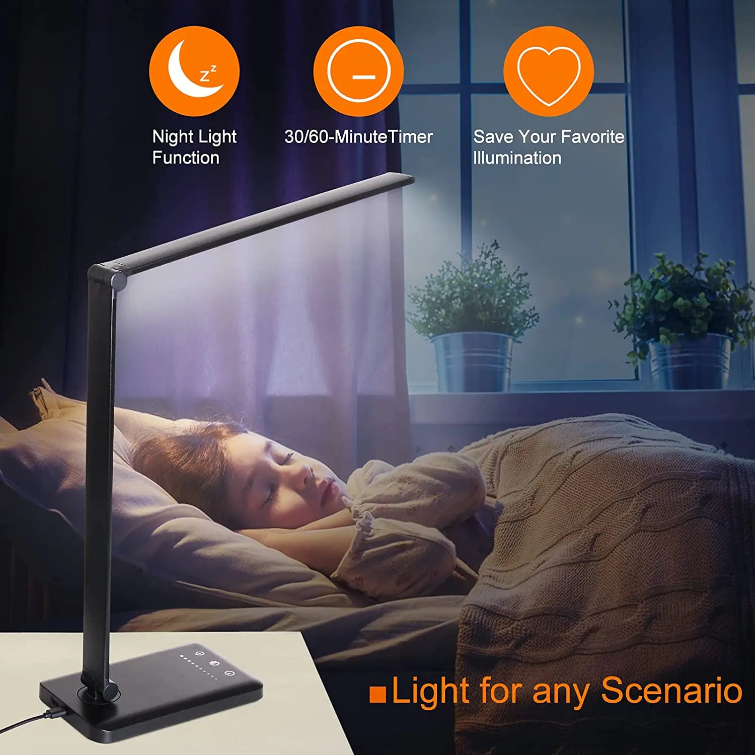 Vaelo GlideBeam LED Desk Lamp — Wireless Charging Base + 5 Adaptive Light Modes