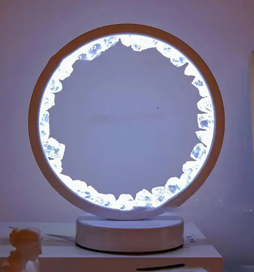 AuraGlow Crystal Fan Lamp – Light, Flow, and Healing in One