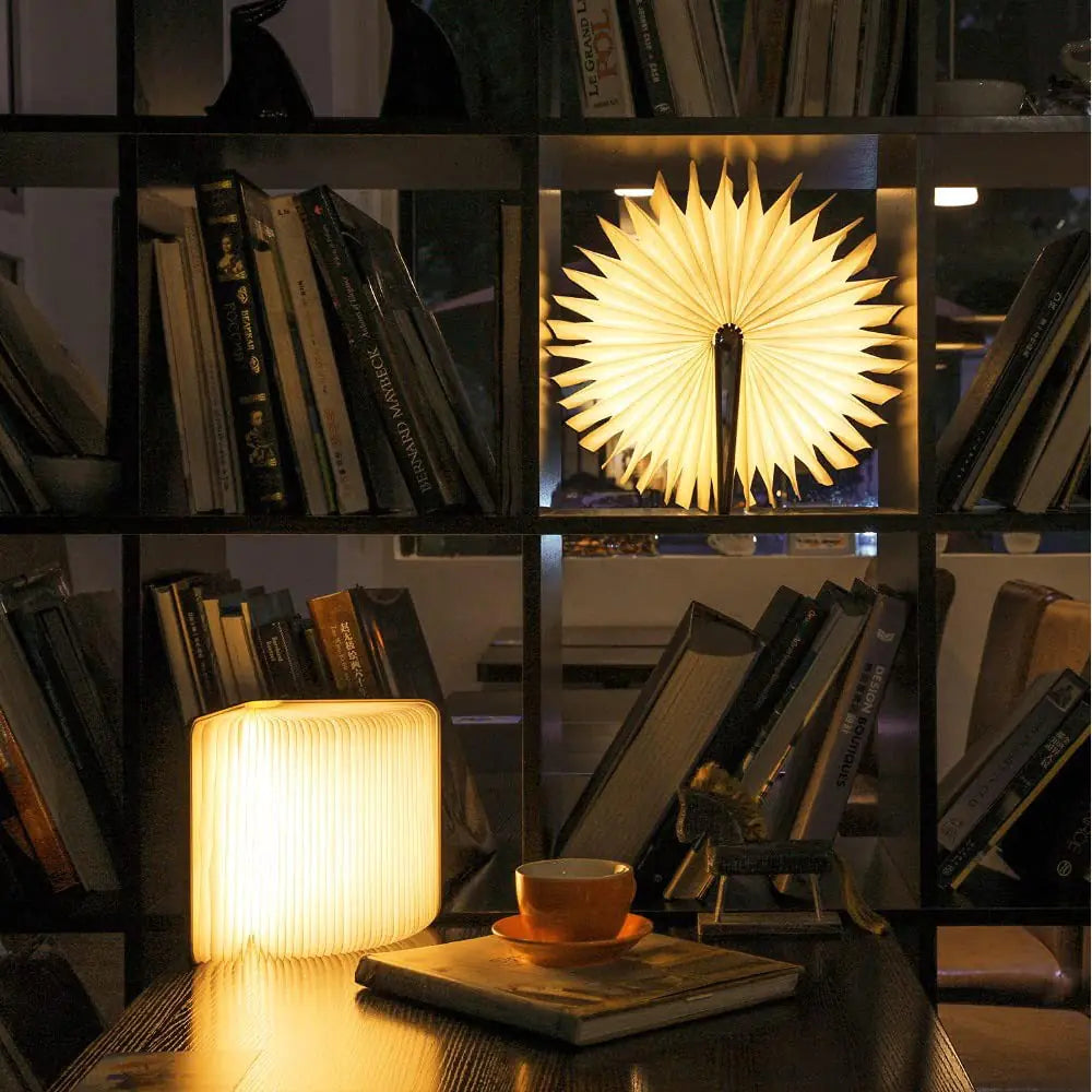 Vaelo GlowLeaf LED Book Lamp — Wooden Fold Light with USB Charging & Color Cycling Display