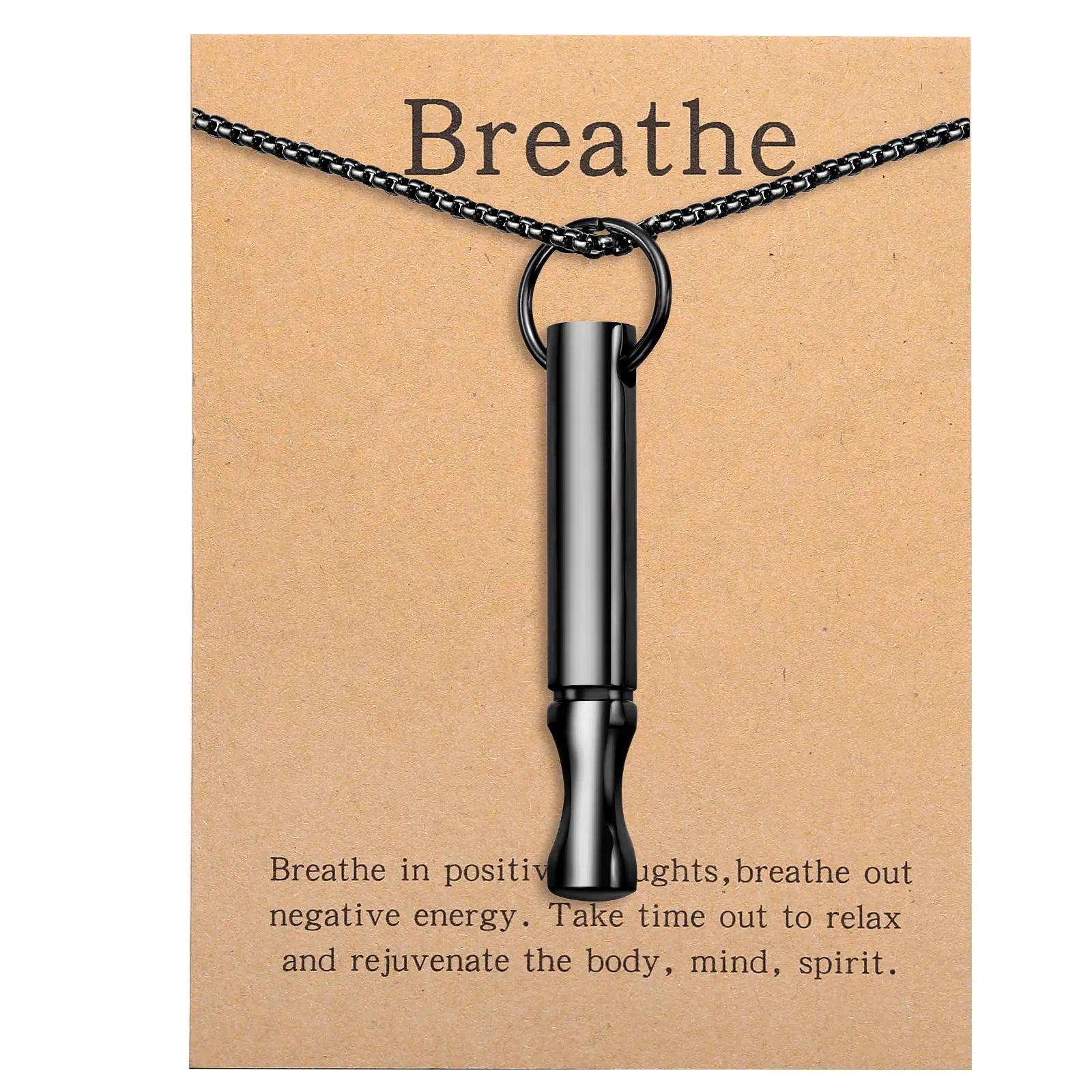 Vaelo StillCore Breathing Pendant – Black Stainless Steel Calm Necklace