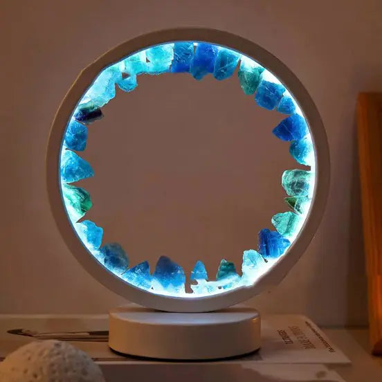 AuraGlow Crystal Fan Lamp – Light, Flow, and Healing in One